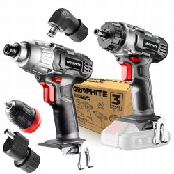 GRAPHITE ZESTAW WIERTARKO-WKRĘTARKA + ZAKRĘTARKA AKUMULATOROWA 18V 58GS002