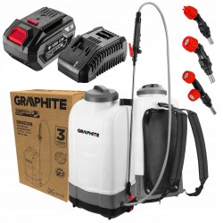 GRAPHITE OPRYSKIWACZ PLECAKOWY AKUMULATOROWY ELEKTRYCZNY 15L 18V+DYSZE 6Ah
