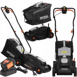 KOSIARKA AKUMULATOROWA ELEKTRYCZNA 21V DO TRAWY +4Ah 32L 25-65mm REGULACJA