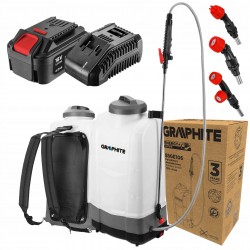 GRAPHITE OPRYSKIWACZ PLECAKOWY AKUMULATOROWY ELEKTRYCZNY 15L 18V +DYSZE 4Ah