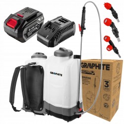 GRAPHITE OPRYSKIWACZ PLECAKOWY AKUMULATOROWY ELEKTRYCZNY 15L 18V+DYSZE 6Ah
