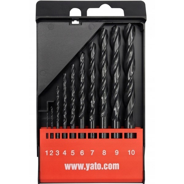 YATO ZESTAW WIERTEŁ DO METALU HSS 1-10MM KPL KASETA 10 SZTUK YATO ZESTAW WIERTEŁ DO METALU HSS 1-10MM KPL KASETA 10 SZTUK