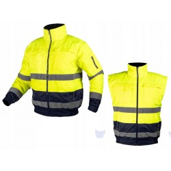 NEO KURTKA ROBOCZA OSTRZEGAWCZA 3w1 OCIEPLANA ŻÓŁTO-GRANATOWA 81-714 R. 3XL