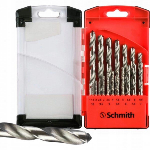 SCHMITH ZESTAW WIERTEŁ DO METALU HSS 1-10 mm 19 szt WALIZKA SQWM-011 SCHMITH ZESTAW WIERTEŁ DO METALU HSS 1-10 mm 19 szt WALIZKA SQWM-011