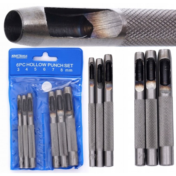 ZESTAW DZIURKACZ WYCINAKI WYBIJAKI DO OTWORÓW SKÓRY 3-8MM 6 SZTUK KD 11201 ZESTAW DZIURKACZ WYCINAKI WYBIJAKI DO OTWORÓW SKÓRY 3-8MM 6 SZTUK KD 11201