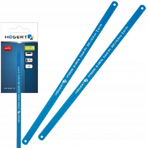 HOGERT 2x BRZESZCZOTY DO METALU 300 MM 24TPI HSS BI-METAL COBALT 8% HT3S286