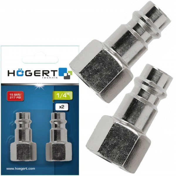 HOGERT ZESTAW 2 SZTUK KOŃCÓWKA DO WĘŻA ŻEŃSKA 1/4” 15 BAR/ 217 PSI HT4R810 HOGERT ZESTAW 2 SZTUK KOŃCÓWKA DO WĘŻA ŻEŃSKA 1/4” 15 BAR/ 217 PSI HT4R810