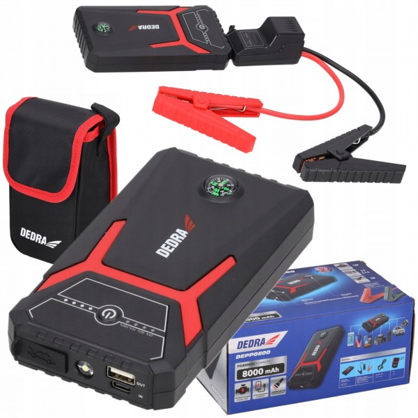 URZĄDZENIE ROZRUCHOWE BOOSTER JUMP STARTER DEDRA 8000MAH POWERBANK 1200A