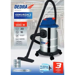 ODKURZACZ DO WARSZTATU GARAŻU DEDRA PRACA SUCHO I MOKRO 1200W 20L DMUCHAWA