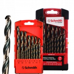 SCHMITH ZESTAW WIERTEŁ DO METALU HSS PRO 19 SZT WALIZKA SQWMP-011