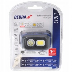 DEDRA LATARKA CZOŁOWA 500LM CZUJNIK RUCHU AKU 1000MAH/ 3XAAA BAT L1015