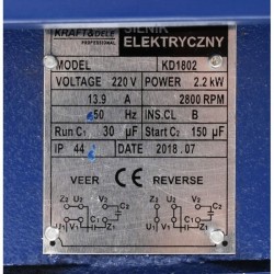 SILNIK ELEKTRYCZNY 2,2KW JEDNOFAZOWY 2800rpm 220V KD1802 24mm WAŁEK SOLIDNY