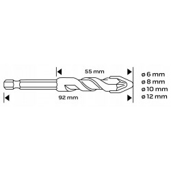 NEO ZESTAW WIERTEŁ UNIWERSALNYCH HEX 6,8,10,12 MM 08-946