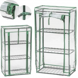 DEDRA SZKLARNIA OGRODOWA SKŁADANA 46x24x80cm NA ZAMEK STAL FOLIA PCV 3PÓŁKI