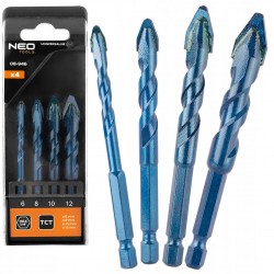 NEO ZESTAW WIERTEŁ UNIWERSALNYCH HEX 6,8,10,12 MM 08-946