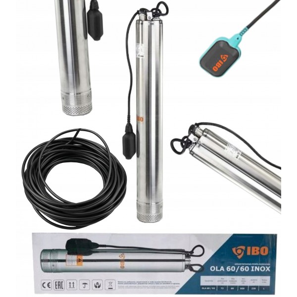 POMPA GŁĘBINOWA IBO OLA 60/60 INOX Z PŁYWAKIEM DO NAWADNIANIA PRZEWÓD 20M POMPA GŁĘBINOWA IBO OLA 60/60 INOX Z PŁYWAKIEM DO NAWADNIANIA PRZEWÓD 20M