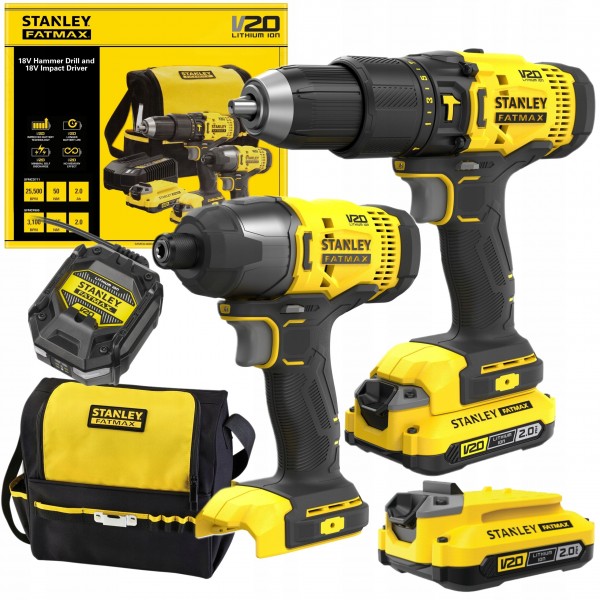 STANLEY ZESTAW WIERTARKO-WKRĘTARKA ZAKRĘTARKA UDAROWA 2X2,0AH V20 FATMAX STANLEY ZESTAW WIERTARKO-WKRĘTARKA ZAKRĘTARKA UDAROWA 2X2,0AH V20 FATMAX