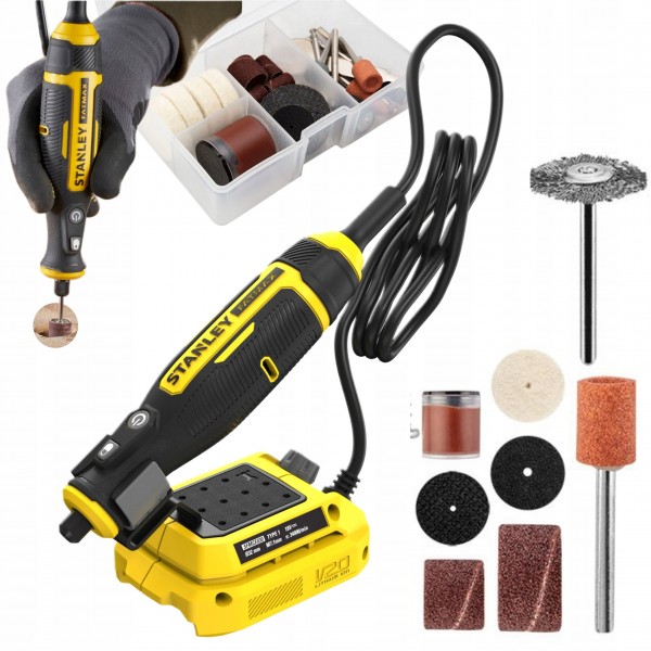 STANLEY SZLIFERKO-GRAWERKA MINI AKUMULATOROWA 18V V20 FATMAX +AKCESORIA STANLEY SZLIFERKO-GRAWERKA MINI AKUMULATOROWA 18V V20 FATMAX +AKCESORIA