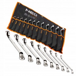 NEO ZESTAW KLUCZE OCZKOWE ODGIĘTE 6-32MM 12szt PŁACHTA 09-952 GIĘTE WYGIĘTE