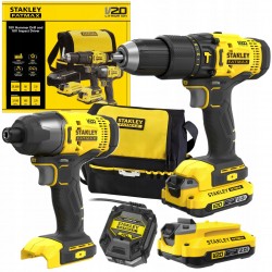 STANLEY ZESTAW WIERTARKO-WKRĘTARKA ZAKRĘTARKA UDAROWA 2X2,0AH V20 FATMAX