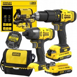 STANLEY ZESTAW WIERTARKO-WKRĘTARKA ZAKRĘTARKA UDAROWA 2X2,0AH V20 FATMAX