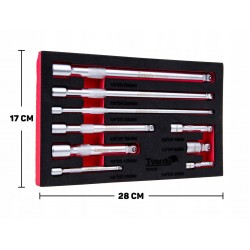 TVARDY ZESTAW PRZEDŁUŻEK UCHYLNYCH 1/4" 3/8" 1/2" CRV 9SZT. T00131