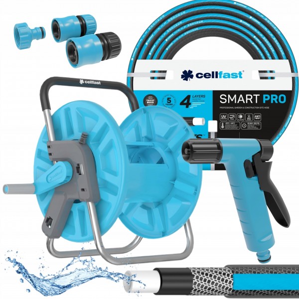 ZESTAW SMART PRO STOJAK +WĄŻ OGRODOWY 4-WARSTW 1/2" 30M +ZRASZACZ 3xZŁĄCZKI ZESTAW SMART PRO STOJAK +WĄŻ OGRODOWY 4-WARSTW 1/2" 30M +ZRASZACZ 3xZŁĄCZKI