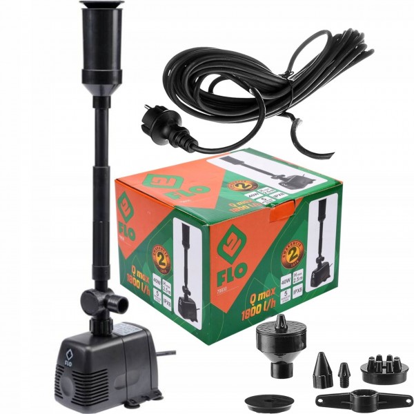 FLO POMPA FONTANNA OGRODOWA 40W MAX 2,5m + KOŃCÓWKI 10m KABEL 79930 FLO POMPA FONTANNA OGRODOWA 40W MAX 2,5m + KOŃCÓWKI 10m KABEL 79930