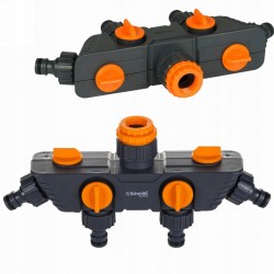 SCHMITH POCZWÓRNY ROZDZIELACZ WĘŻA Z ZAWORKAMI DO KRANU 3/4 1/2" SGRO-02