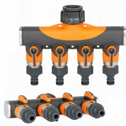 SCHMITH POCZWÓRNY ROZDZIELACZ WĘŻA Z ZAWORKAMI KRAN 3/4" 1/2" SCH14W02210