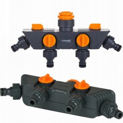 SCHMITH POCZWÓRNY ROZDZIELACZ WĘŻA Z ZAWORKAMI DO KRANU 3/4 1/2" SGRO-02