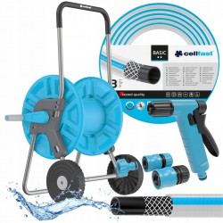 ZESTAW CELLFAST WÓZEK +WĄŻ OGRODOWY 3 WARSTW 3/4" 30M +ZRASZACZ +3xZŁĄCZKA