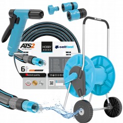 ZESTAW PREMIUM WÓZEK + WĄŻ OGRODOWY ZBROJONY 3/4" 25M + ZRASZACZ +3xZŁĄCZKA