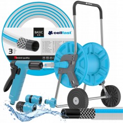 ZESTAW CELLFAST WÓZEK +WĄŻ OGRODOWY 3 WARSTW 3/4" 30M +ZRASZACZ +3xZŁĄCZKA