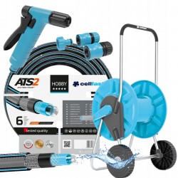 ZESTAW PREMIUM WÓZEK + WĄŻ OGRODOWY ZBROJONY 3/4" 25M + ZRASZACZ +3xZŁĄCZKA