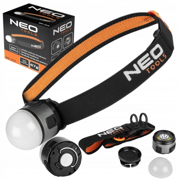NEO LAMPA CZOŁOWA BIWAKOWA CZOŁÓWKA 250+200LM IPX3 99-123 NEO LAMPA CZOŁOWA BIWAKOWA CZOŁÓWKA 250+200LM IPX3 99-123