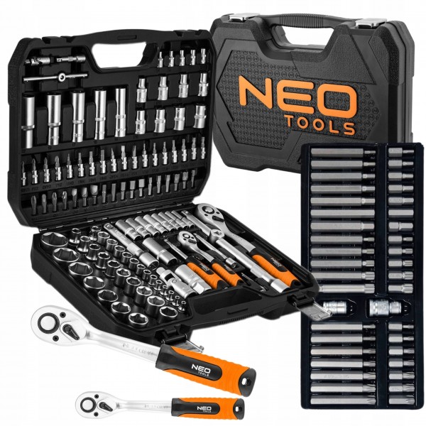 NEO ZESTAW KLUCZY NASADOWYCH 110e 1/2" 1/4" NASADKI BITY SATYNA +TORX 40szt NEO ZESTAW KLUCZY NASADOWYCH 110e 1/2" 1/4" NASADKI BITY SATYNA +TORX 40szt