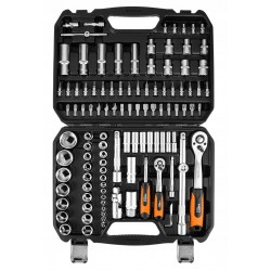 NEO ZESTAW KLUCZY NASADOWYCH 110 ELEMENTÓW 1/2" 1/4" TORX BITY SATYNA WAL.