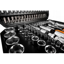 NEO ZESTAW KLUCZY NASADOWYCH 110 ELEMENTÓW 1/2" 1/4" TORX BITY SATYNA WAL.