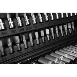 NEO ZESTAW KLUCZY NASADOWYCH 110 ELEMENTÓW 1/2" 1/4" TORX BITY SATYNA WAL.