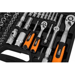 NEO ZESTAW KLUCZY NASADOWYCH 110 ELEMENTÓW 1/2" 1/4" TORX BITY SATYNA WAL.