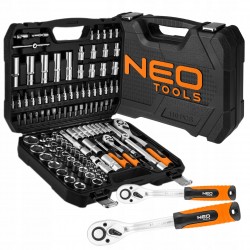NEO ZESTAW KLUCZY NASADOWYCH 110 ELEMENTÓW 1/2" 1/4" TORX BITY SATYNA WAL.