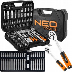 NEO ZESTAW KLUCZY NASADOWYCH 110e 1/2" 1/4" NASADKI BITY SATYNA +TORX 40szt