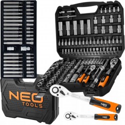 NEO ZESTAW KLUCZY NASADOWYCH 110e 1/2" 1/4" NASADKI BITY SATYNA +TORX 40szt