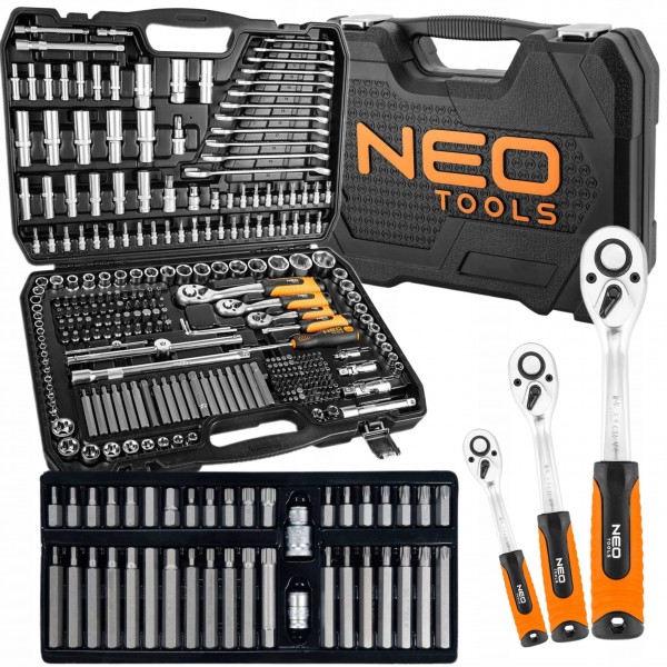 NEO ZESTAW KLUCZY NASADOWYCH 300E 1/2" 1/4" NASADKI BITY SATYNA +TORX 40SZT NEO ZESTAW KLUCZY NASADOWYCH 300E 1/2" 1/4" NASADKI BITY SATYNA +TORX 40SZT