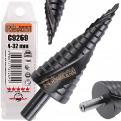 WIERTŁO STOPNIOWE SPIRALNE DO METALU 4-32 mm STAL SZYBKOTNĄCA HSS C9269