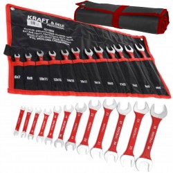 ZESTAW KLUCZY NA PŁACHCIE KLUCZE DWUSTRONNIE PŁASKIE 6-32mm 12szt. +ETUI