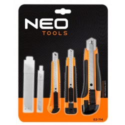 NEO NOŻE Z OSTRZEM ŁAMANYM DO TAPET TAPECIAK+OSTRZA ZESTAW 26 SZTUK 63-714