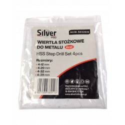 SILVER WIERTŁA STOŻKOWE STOPNIOWE 4-39 MM TYTANOWE 4 szt. ETUI S0320/H