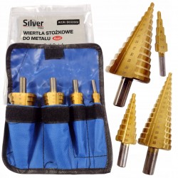 SILVER WIERTŁA STOŻKOWE STOPNIOWE 4-39 MM TYTANOWE 4 szt. ETUI S0320/H
